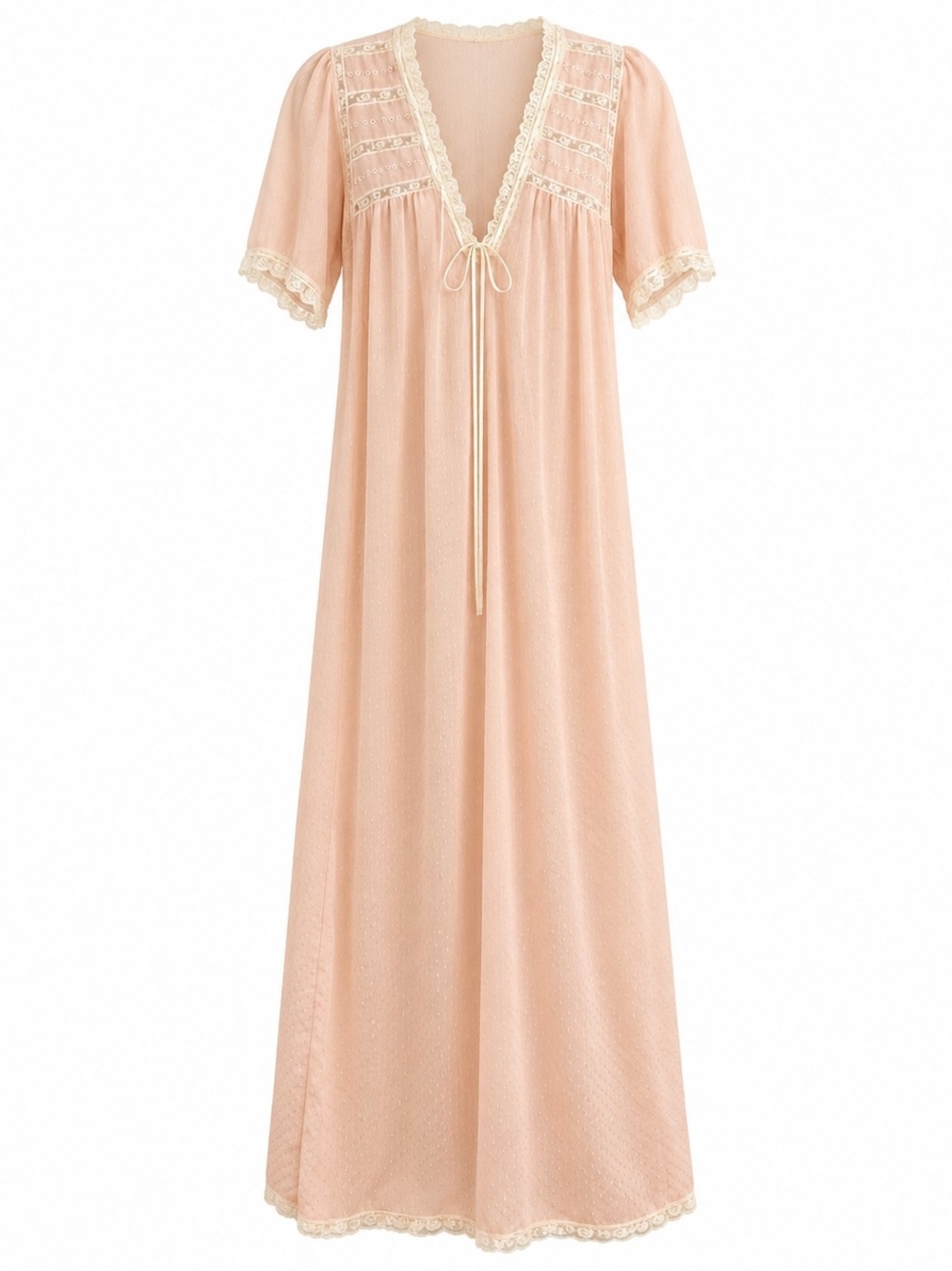 Dior Peach Nightgown with Cream Lace Trim